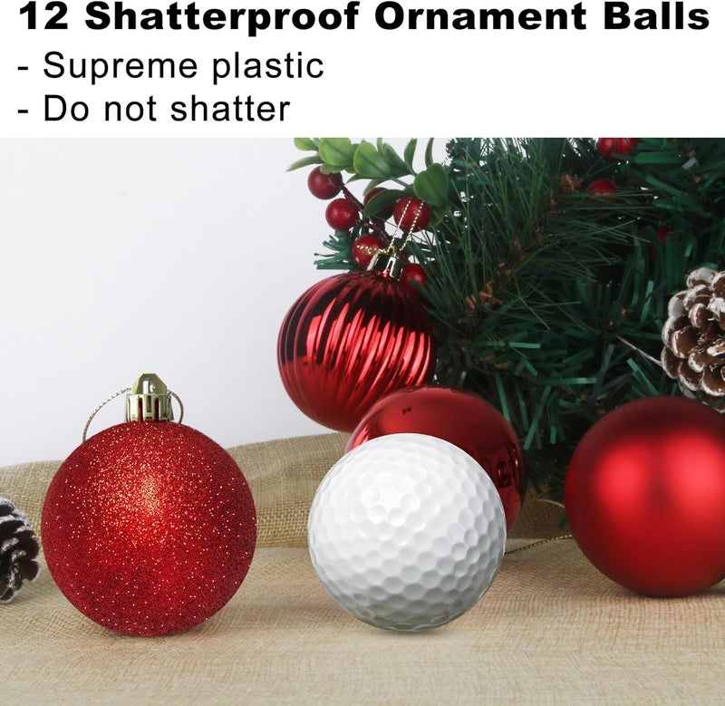 GameXcel Rose Red 1.6" Small Christmas Balls Christmas Tree Decoration Ornaments Shatterproof Hanging Balls for Birthday Halloween Holiday Wedding Decorations Set of 12pcs - Image 3